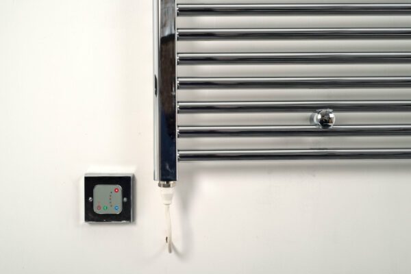 digital wall plate temperature controller for Rica towel rail heating elements finished in Chrome